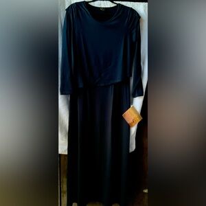 Serena Williams Black Tiered Long Sleeve Dress